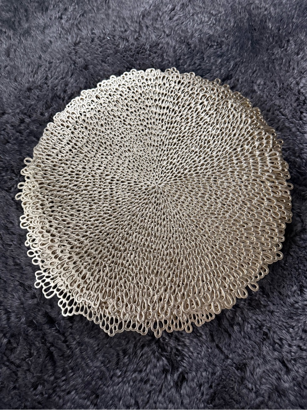 Round Metallic Lace Placemat - Silver